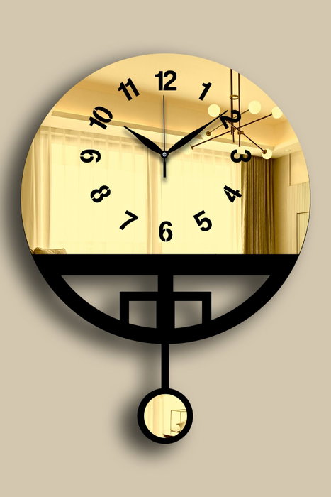 Wallity Vlnt108Al Reloj de Pared Decorativo Dorado y Negro